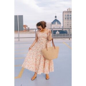 J. Crew Floral Maxi Dress - Cream and Orange